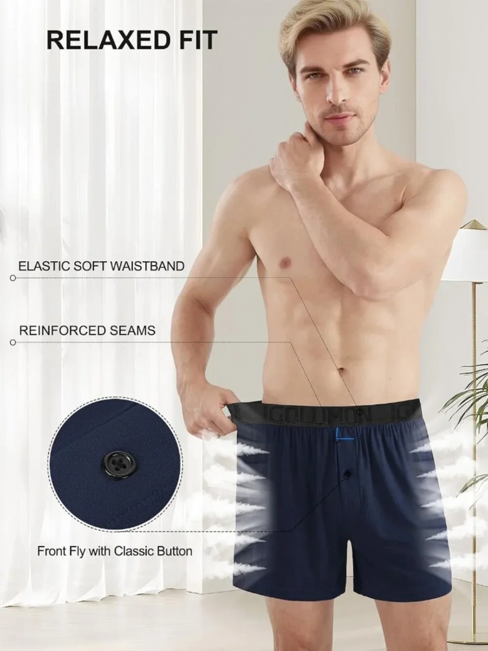 Ultra Soft Bamboo Rayon Boxer Shorts 5 Pack | Breathable, Tagless, Relaxed Fit